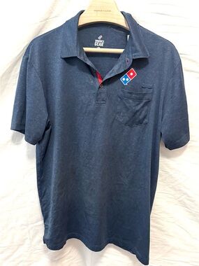 Dominos Pizza Polo Shirt Mens L Heathered Gray Uniform Corpcore Fast Food Logo